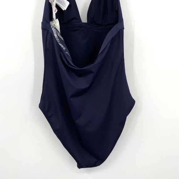 Tommy Hilfiger Logo Halter One Piece Swimsuit in Navy Blue Stretchy size S NWT - Picture 7 of 14